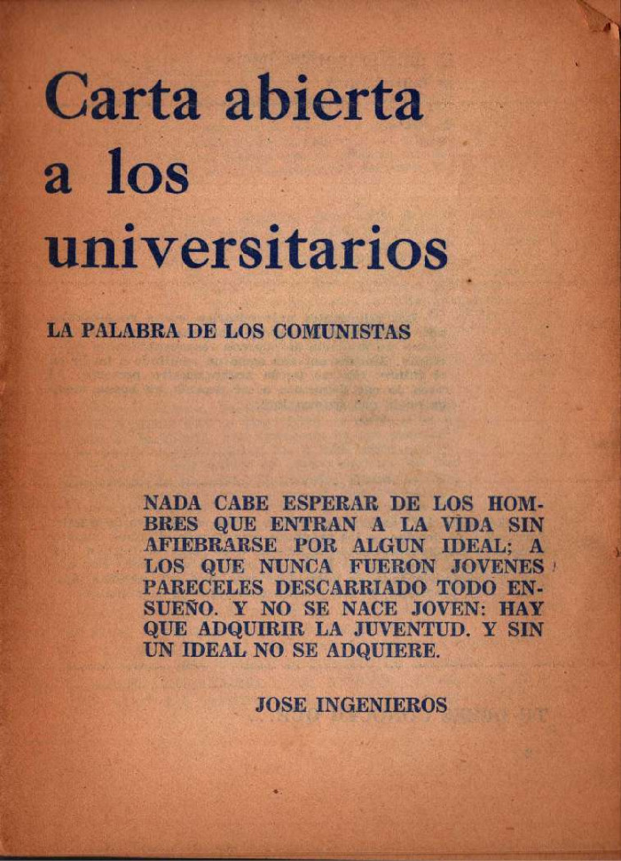 Carta abierta a los universitarios: la palabra de los comunistas.