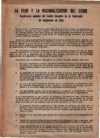 La FECH y la nacionalización del cobre