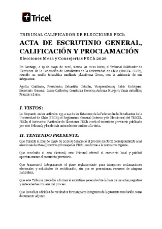 Acta de escrutinio 2026