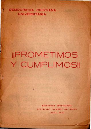 Democracia Cristiana Universitaria: ¡¡Prometimos y cumplimos!!