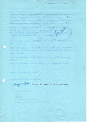 Carta del Comité Marburg a la CONFECH