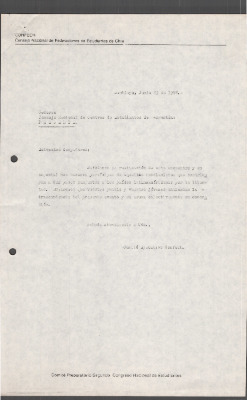 Carta de la CONFECH al Consejo Nacional de Centros de Estudiantes de Argentina