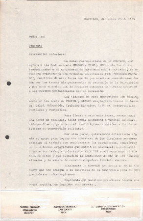 Carta del Zonal Metropolitano de la CONFECH