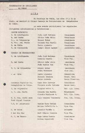 Acta del Primer Consejo de Federaciones de Estudiantes de Chile