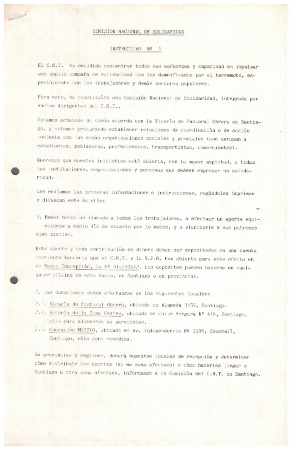 Comisión Nacional de Solidaridad Instructivo N°1 