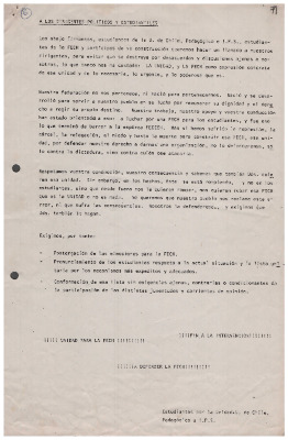 A los dirigentes políticos y estudiantiles 