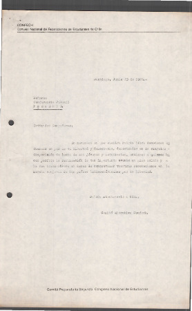 Carta de la CONFECH a la Conferencia Juvenil
