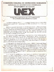 Agrupación de Universitarios Exonerados. Departamento de Cultura. CChDH