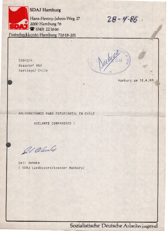 Carta de la SDAJ a la CONFECH