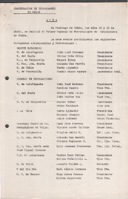 Acta del Primer Consejo de Federaciones de Estudiantes de Chile