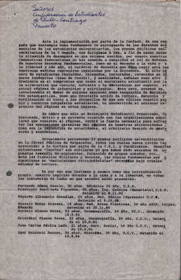 Carta de los Presos Políticos Universitarios de la Región de Valparaíso a la CONFECH