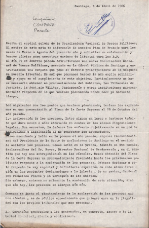 Carta de la Coordinadora Nacional de Presos Políticos a la CONFECH