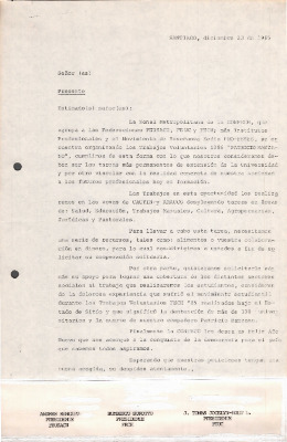 Carta del Zonal Metropolitano de la CONFECH