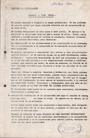Comisión de Movilización: Llamado a  todo Chile 