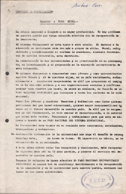 Comisión de Movilización: Llamado a  todo Chile 