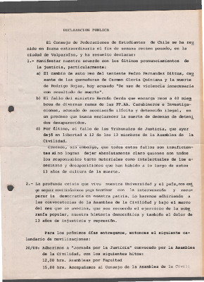 Declaración pública de la CONFECH sobre reunión extraordinaria