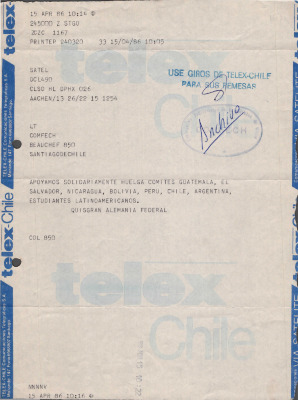 Telegrama de Alemania Federal a la CONFECH