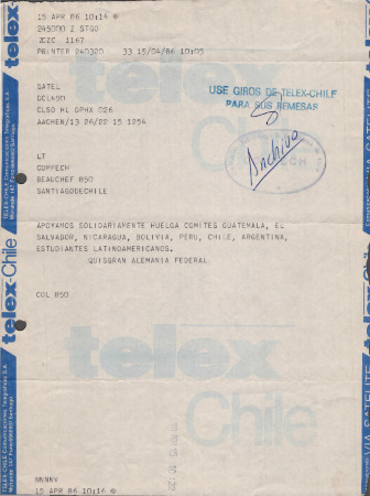 Telegrama de Alemania Federal a la CONFECH