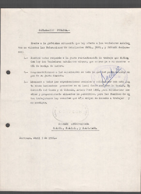Declaración pública de la CONFECH en relación a la situación de los vendedores ambulantes no videntes