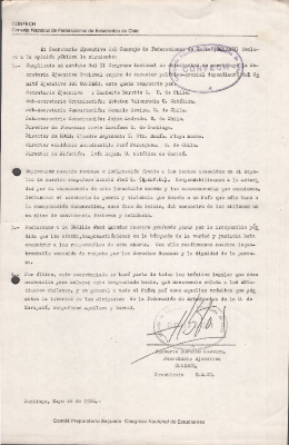 Declaración pública del Secretario Ejecutivo CONFECH y sobre el asesinato de Ronald Wood