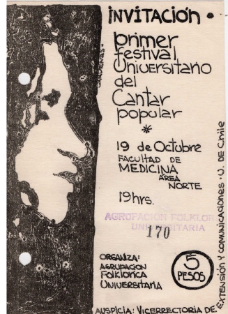 Panfleto Invitación Primer Festival Universitario del Cantar Popular. Medicina Norte 