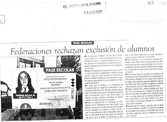 Federaciones rechazan exclusión de alumnos - 2001-08-29 - El Metropolitano 