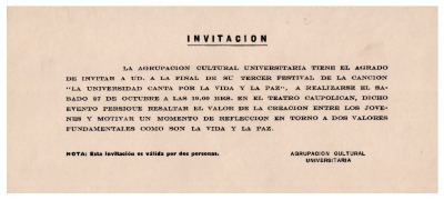 Invitación al 3er Festival del Cantar universitario 