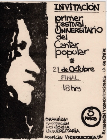 Panfleto Invitación Primer Festival Universitario del Cantar Popular. Final