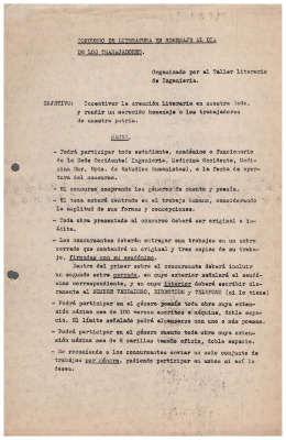 Bases de Concurso de Literatura en homenaje al Día de los Trabajadores