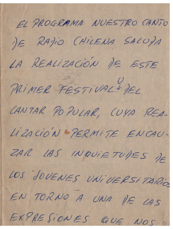 Saludo del programa Nuestro Canto 