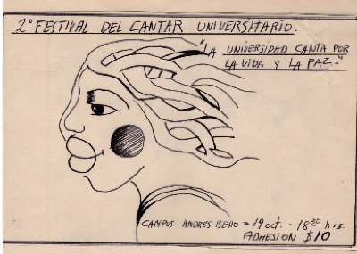 Afiche-invitación al 2do Festival del Cantar Universitario, Campus Andrés Bello 