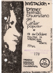 Panfleto Invitación Primer Festival Universitario del Cantar Popular. Medicina Norte 
