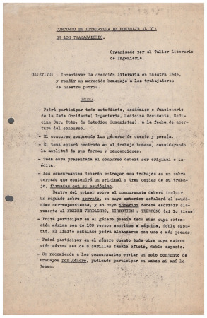 Bases de Concurso de Literatura en homenaje al Día de los Trabajadores