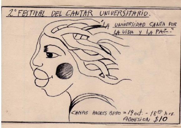 Afiche-invitación al 2do Festival del Cantar Universitario, Campus Andrés Bello