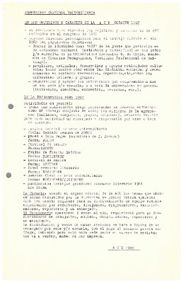 De los objetivos y caracter de la ACU durante 1982