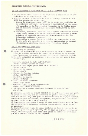 De los objetivos y caracter de la ACU durante 1982