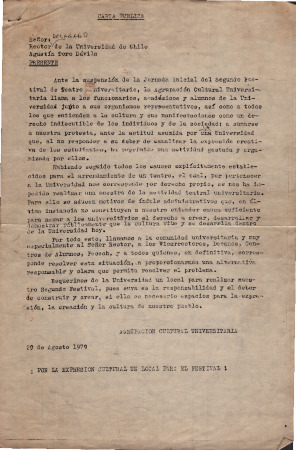 Carta pública al Rector Agustín Toro Dávila