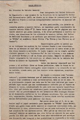 Carta pública a la Revista Amancay