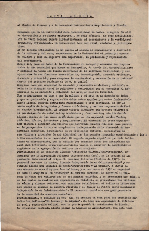 Carta abierta del Taller Cercha