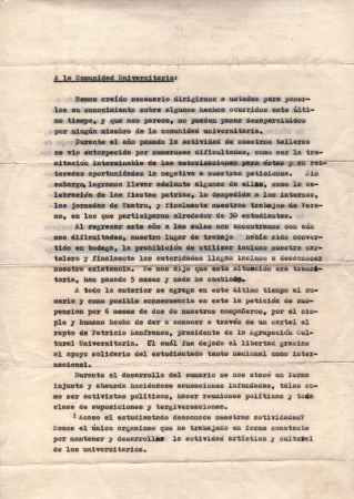 A la comunidad universitaria