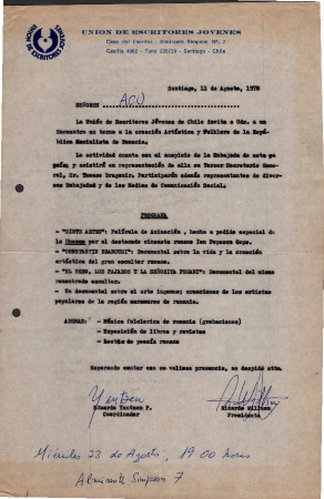 Invitación Unión de Escritores Jóvenes