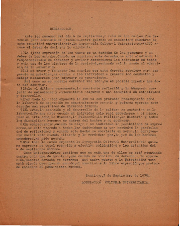 Declaración en favor de los detenidos
