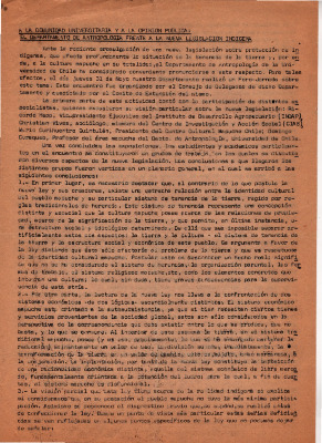 A la comunidad universitaria y a la opinión pública: el Departamento de Antropología frente a la nueva legislación indígena
