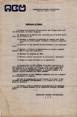 Comunicado de prensa por primer congreso