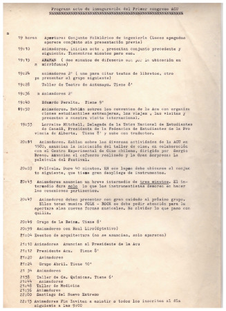Programa acto de inauguración del Primer Congreso ACU