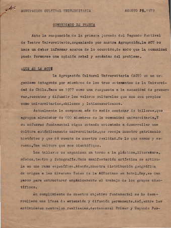 Comunicado de prensa por suspensión de festival