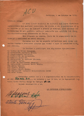 Invitación Unión Nacional de Cultura