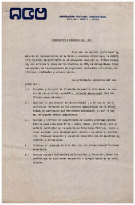 Convocatoria Congreso ACU 1981