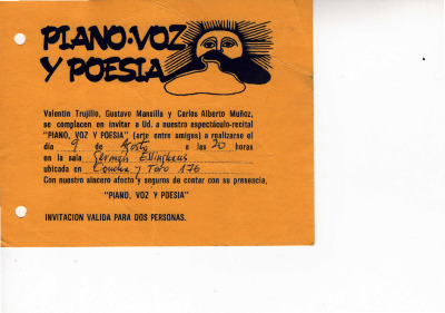 " Invitaciones a AFU
- Piano, Voz y Poesía 
- Homenaje a Manuel Magallanes Moure 
- Primera jornada del arte y la cultura"