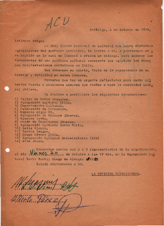 Invitación Unión Nacional de Cultura